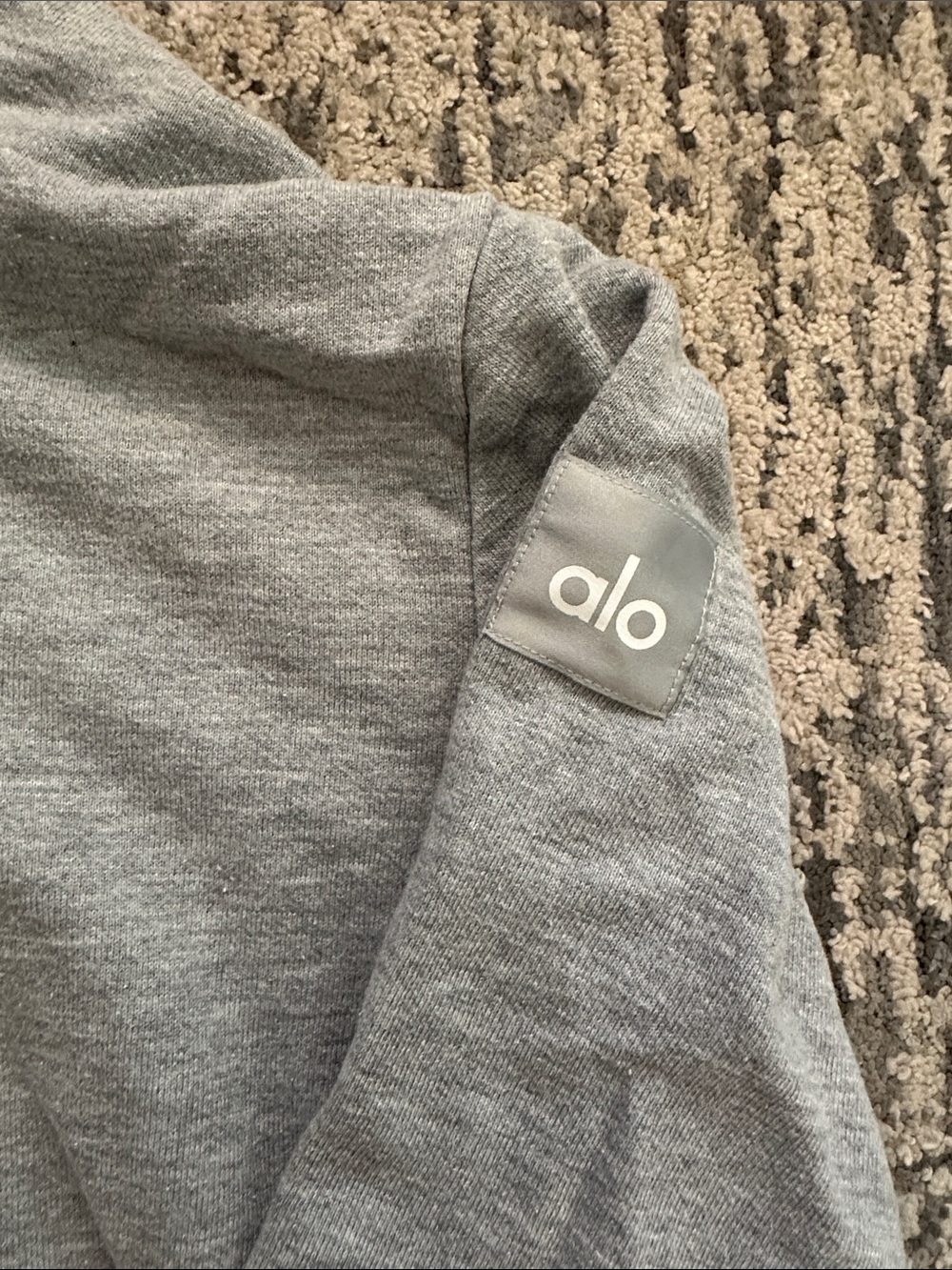 ALO Yoga Light Gray Cropped Zip Hoodie - Picture 2 of 4